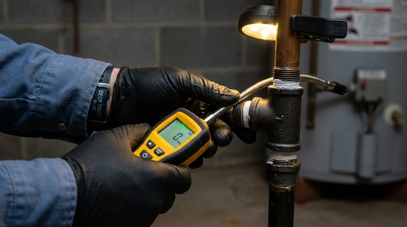 Gas leak detection with electronic sniffer by Johns Plumbing LLC in Elmore